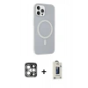MARSİLYAN™- iPhone 15 Pro Max Kılıf Çekirdek Modern Prime - Siyah Bilvis Hayalet Cam Ekran Koruyucu + PVD Metal Kamera Lens - GS