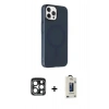 MARSİLYAN™- iPhone 15 Pro Max Kılıf Çekirdek Modern Prime - Siyah Bilvis Hayalet Cam Ekran Koruyucu + PVD Metal Kamera Lens - LT