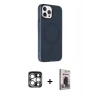 MARSİLYAN™- iPhone 15 Pro Max Kılıf Çekirdek Modern Prime - Siyah Bilvis Hayalet Cam Ekran Koruyucu + PVD Metal Kamera Lens - GS