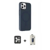 MARSİLYAN™- iPhone 15 Pro Max Kılıf Çekirdek Modern Prime - Siyah Bilvis Hayalet Cam Ekran Koruyucu + PVD Metal Kamera Lens - GI