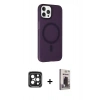 MARSİLYAN™- iPhone 15 Pro Max Kılıf Çekirdek Modern Prime - Siyah Bilvis Hayalet Cam Ekran Koruyucu + PVD Metal Kamera Lens - SH
