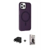 MARSİLYAN™- iPhone 15 Pro Max Kılıf Çekirdek Modern Prime - Siyah Bilvis Hayalet Cam Ekran Koruyucu + Raze Metal Kamera Lens - SH