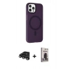 MARSİLYAN™- iPhone 15 Pro Max Kılıf Çekirdek Modern Prime - Siyah Bilvis Hayalet Cam Ekran Koruyucu + Raze Metal Kamera Lens - TMGI