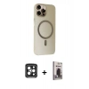 MARSİLYAN™- iPhone 15 Pro Max Kılıf Çekirdek Modern Prime - Siyah Bilvis Hayalet Cam Ekran Koruyucu + Siyah PVD Metal Kamera Lens
