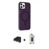 MARSİLYAN™- iPhone 15 Pro Max Kılıf Çekirdek Modern Prime - Siyah Bilvis Hayalet Cam Ekran Koruyucu + Raze Metal Kamera Lens - TMGI