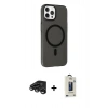 MARSİLYAN™- iPhone 15 Pro Max Kılıf Çekirdek Modern Prime - Siyah Bilvis Hayalet Cam Ekran Koruyucu + Raze Metal Kamera Lens - TMGI