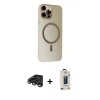 MARSİLYAN™- iPhone 15 Pro Max Kılıf Çekirdek Modern Prime - Siyah Bilvis Hayalet Cam Ekran Koruyucu + Raze Metal Kamera Lens - TMGI