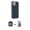MARSİLYAN™- iPhone 15 Pro Max Kılıf Çekirdek Modern Prime - Siyah Bilvis Hayalet Cam Ekran Koruyucu + PVD Metal Kamera Lens - TU