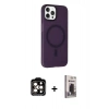 MARSİLYAN™- iPhone 15 Pro Max Kılıf Çekirdek Modern Prime - Siyah Bilvis Hayalet Cam Ekran Koruyucu + PVD Metal Kamera Lens - TU