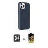 MARSİLYAN™- iPhone 15 Pro Max Kılıf Çekirdek Modern Prime - Siyah Buffer Cam Ekran Koruyucu + Gri PVD Metal Kamera Lens