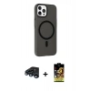 MARSİLYAN™- iPhone 15 Pro Max Kılıf Çekirdek Modern Prime - Siyah Buffer Cam Ekran Koruyucu + Raze Metal Kamera Lens - LT