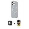 MARSİLYAN™- iPhone 15 Pro Max Kılıf Çekirdek Modern Prime - Siyah Buffer Cam Ekran Koruyucu + PVD Metal Kamera Lens - SH