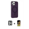 MARSİLYAN™- iPhone 15 Pro Max Kılıf Çekirdek Modern Prime - Siyah Buffer Cam Ekran Koruyucu + PVD Metal Kamera Lens - LT