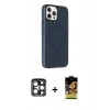 MARSİLYAN™- iPhone 15 Pro Max Kılıf Çekirdek Modern Prime - Siyah Buffer Cam Ekran Koruyucu + PVD Metal Kamera Lens - LT