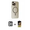 MARSİLYAN™- iPhone 15 Pro Max Kılıf Çekirdek Modern Prime - Siyah Buffer Cam Ekran Koruyucu + PVD Metal Kamera Lens - LT