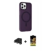 MARSİLYAN™- iPhone 15 Pro Max Kılıf Çekirdek Modern Prime - Siyah Buffer Cam Ekran Koruyucu + Raze Metal Kamera Lens - TMGI