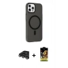MARSİLYAN™- iPhone 15 Pro Max Kılıf Çekirdek Modern Prime - Siyah Buffer Cam Ekran Koruyucu + Raze Metal Kamera Lens - TMGI