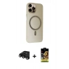 MARSİLYAN™- iPhone 15 Pro Max Kılıf Çekirdek Modern Prime - Siyah Buffer Cam Ekran Koruyucu + Raze Metal Kamera Lens - SH