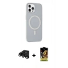 MARSİLYAN™- iPhone 15 Pro Max Kılıf Çekirdek Modern Prime - Siyah Buffer Cam Ekran Koruyucu + Raze Metal Kamera Lens - SH