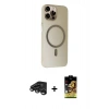MARSİLYAN™- iPhone 15 Pro Max Kılıf Çekirdek Modern Prime - Siyah Buffer Cam Ekran Koruyucu + Raze Metal Kamera Lens - TMGI