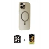 MARSİLYAN™- iPhone 15 Pro Max Kılıf Çekirdek Modern Prime - Siyah Buffer Cam Ekran Koruyucu + PVD Metal Kamera Lens - TU
