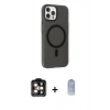 MARSİLYAN™- iPhone 15 Pro Max Kılıf Çekirdek Modern Prime - Siyah Joko Magic 5D Cam + PVD Metal Kamera Lens - TU
