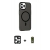 MARSİLYAN™- iPhone 15 Pro Max Kılıf Çekirdek Modern Prime - Siyah Joko Magic 5D Hayalet Cam + PVD Metal Kamera Lens - LT