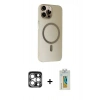MARSİLYAN™- iPhone 15 Pro Max Kılıf Çekirdek Modern Prime - Siyah Polymer Nano Ekran Koruyucu + PVD Metal Kamera Lens - GS