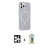MARSİLYAN™- iPhone 15 Pro Max Kılıf Çekirdek Modern Prime - Siyah Polymer Nano Ekran Koruyucu + PVD Metal Kamera Lens - GS