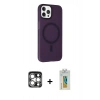 MARSİLYAN™- iPhone 15 Pro Max Kılıf Çekirdek Modern Prime - Siyah Polymer Nano Ekran Koruyucu + PVD Metal Kamera Lens - GS