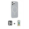 MARSİLYAN™- iPhone 15 Pro Max Kılıf Çekirdek Modern Prime - Siyah Polymer Nano Ekran Koruyucu + PVD Metal Kamera Lens - LT