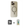 MARSİLYAN™- iPhone 15 Pro Max Kılıf Çekirdek Modern Prime - Siyah Polymer Nano Ekran Koruyucu + PVD Metal Kamera Lens - SH