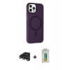 MARSİLYAN™- iPhone 15 Pro Max Kılıf Çekirdek Modern Prime - Siyah Polymer Nano Ekran Koruyucu + Raze Metal Kamera Lens - TMGI