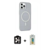 MARSİLYAN™- iPhone 15 Pro Max Kılıf Çekirdek Modern Prime - Siyah Polymer Nano Ekran Koruyucu + PVD Metal Kamera Lens - TU