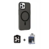 MARSİLYAN™- iPhone 15 Pro Max Kılıf Çekirdek Modern Prime - Siyah Vanessa Magic Cam + PVD Metal Kamera Lens - TU