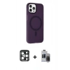 MARSİLYAN™- iPhone 15 Pro Max Kılıf Çekirdek Modern Prime - Siyah Vanessa Magic Hayalet Cam + PVD Metal Kamera Lens - LT