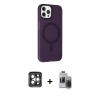 MARSİLYAN™- iPhone 15 Pro Max Kılıf Çekirdek Modern Prime - Siyah Vanessa Magic Hayalet Cam + PVD Metal Kamera Lens - GI