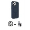 MARSİLYAN™- iPhone 15 Pro Max Kılıf Çekirdek Modern Prime - Siyah Vanessa Magic Hayalet Cam + PVD Metal Kamera Lens - GS