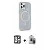 MARSİLYAN™- iPhone 15 Pro Max Kılıf Çekirdek Modern Prime - Siyah Vanessa Magic Hayalet Cam + PVD Metal Kamera Lens - LT