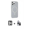MARSİLYAN™- iPhone 15 Pro Max Kılıf Çekirdek Modern Prime - Siyah Vanessa Magic Hayalet Cam + PVD Metal Kamera Lens - GS