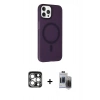 MARSİLYAN™- iPhone 15 Pro Max Kılıf Çekirdek Modern Prime - Siyah Vanessa Magic Hayalet Cam + PVD Metal Kamera Lens - GS
