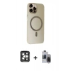 MARSİLYAN™- iPhone 15 Pro Max Kılıf Çekirdek Modern Prime - Siyah Vanessa Magic Hayalet Cam + PVD Metal Kamera Lens - GI