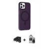 MARSİLYAN™- iPhone 15 Pro Max Kılıf Çekirdek Modern Prime - Siyah Vanessa Magic Hayalet Cam + Raze Metal Kamera Lens - TMGI