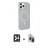 MARSİLYAN™- iPhone 15 Pro Max Kılıf Çekirdek Modern Prime - Siyah Vanessa Magic Hayalet Cam + Siyah PVD Metal Kamera Lens