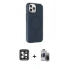 MARSİLYAN™- iPhone 15 Pro Max Kılıf Çekirdek Modern Prime - Siyah Vanessa Magic Hayalet Cam + Siyah PVD Metal Kamera Lens