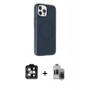 MARSİLYAN™- iPhone 15 Pro Max Kılıf Çekirdek Modern Prime - Siyah Vanessa Magic Hayalet Cam + Turuncu PVD Metal Kamera Lens