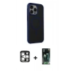MARSİLYAN™- iPhone 15 Pro Max Kılıf Çekirdek Yansıma Prime - Şeffaf 360 Full Body Arka Koruyucu + PVD Metal Kamera Lens - GS