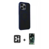 MARSİLYAN™- iPhone 15 Pro Max Kılıf Çekirdek Yansıma Prime - Şeffaf 360 Full Body Arka Koruyucu + PVD Metal Kamera Lens - SH