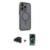 MARSİLYAN™- iPhone 15 Pro Max Kılıf Çekirdek Yansıma Prime - Şeffaf 360 Full Body Arka Koruyucu + Raze Metal Kamera Lens - SH