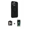 MARSİLYAN™- iPhone 15 Pro Max Kılıf Çekirdek Yansıma Prime - Şeffaf 360 Full Body Arka Koruyucu + PVD Metal Kamera Lens - TU
